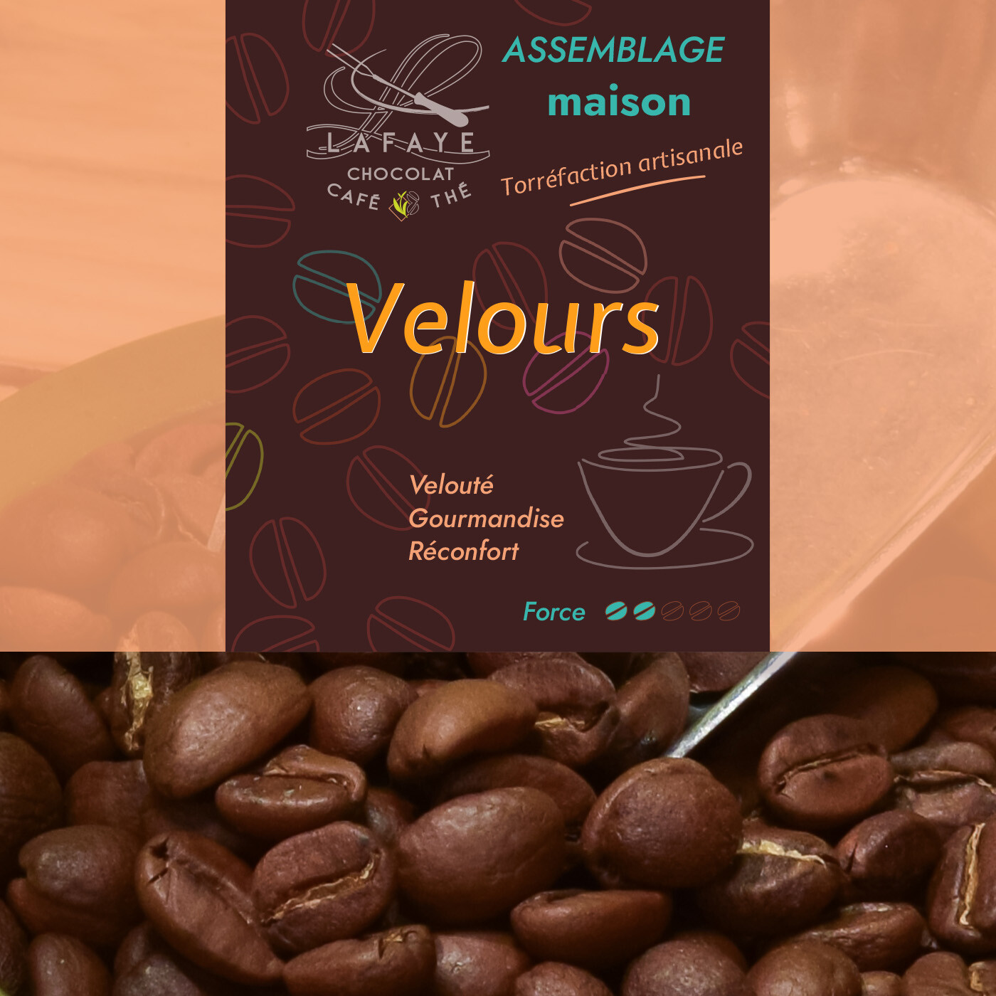 Café en grains doux, fraîchement torréfié, assemblage maison Lafaye chocolat torréfacteur à Périgueux.